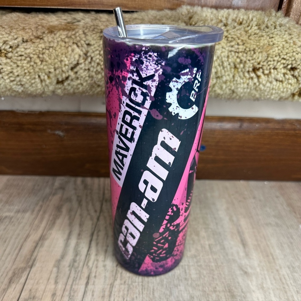 Can-Am Maverick BRP Pink Tumbler with light writing